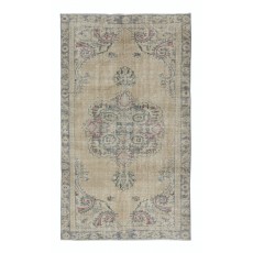 Vintage Sun Faded Handmade Turkish Rug in Beige and Gray Colors for Rustic, Country & Farmhouse Decor