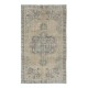 Vintage Sun Faded Handmade Turkish Rug in Beige and Gray Colors