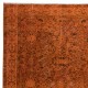 Handmade Orange Area Rug from Turkey, Modern Anatolian Wool Carpet