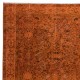 Handmade Orange Area Rug from Turkey, Modern Anatolian Wool Carpet