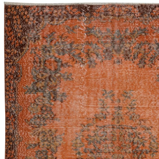 Modern Burnt Orange Handmade Area Rug, Contemporary Turkish Wool Carpet