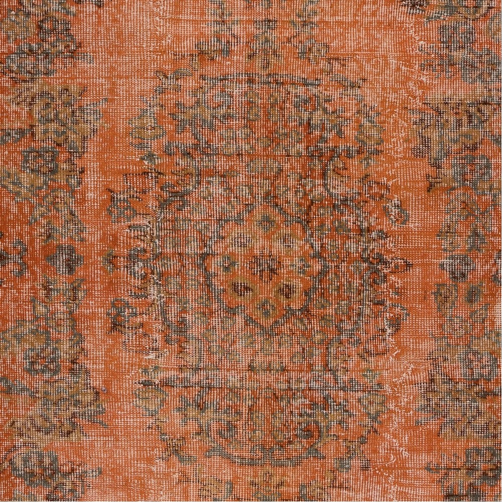 Modern Burnt Orange Handmade Area Rug, Contemporary Turkish Wool Carpet