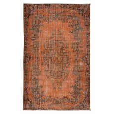 Modern Burnt Orange Handmade Area Rug, Contemporary Turkish Wool Carpet