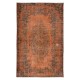 Modern Burnt Orange Handmade Area Rug, Contemporary Turkish Wool Carpet