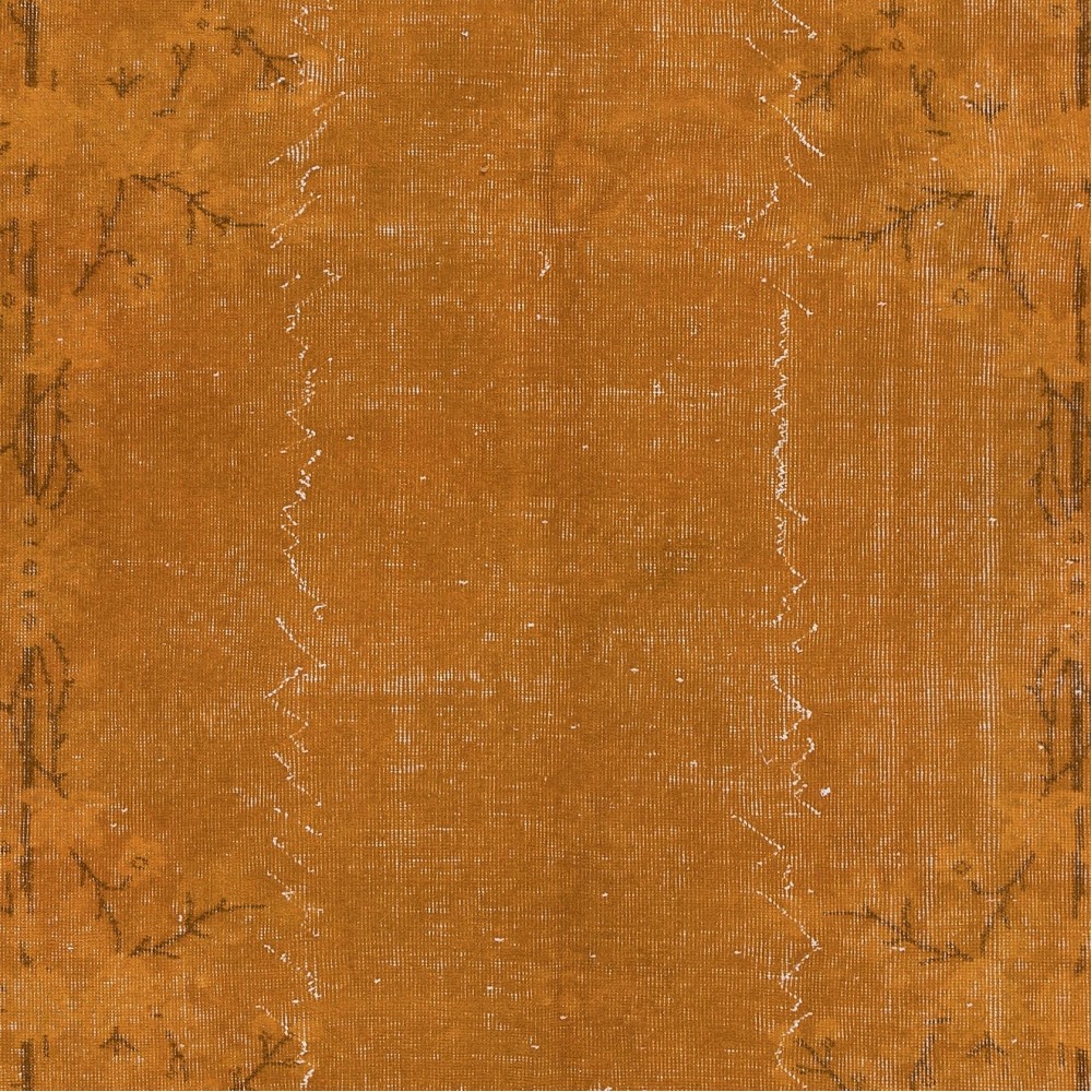 Chinese Art Deco Inspired Handmade Orange Re-Dyed Area Rug for Modern Interiors