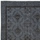 Authentic Handmade Rug, Floral Pattern Upcycled Carpet in Pure Gray, Modern Turkish Floor Covering