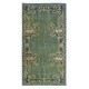 Floral Art Deco Rug, Green Handmade Wool and Cotton Carpet, Modern Floor Covering