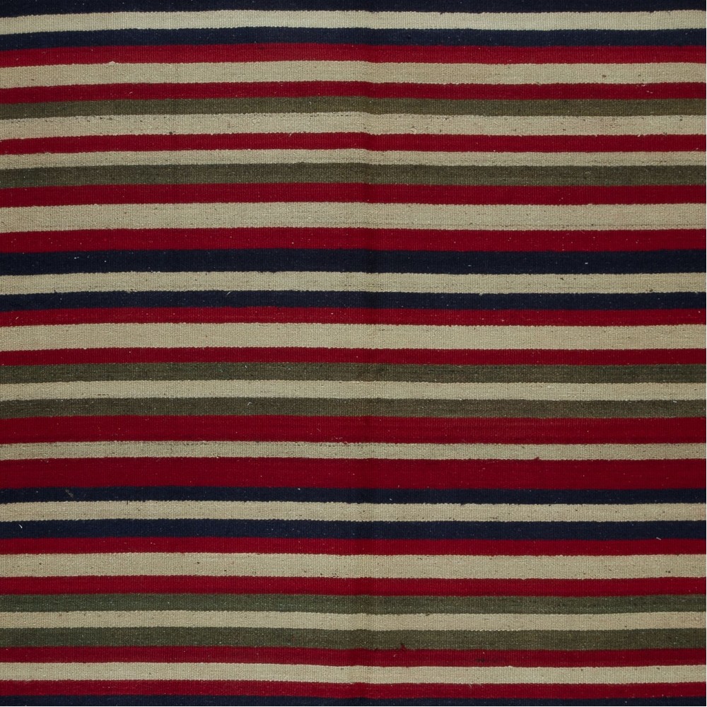 Hand-Woven Vintage Anatolian Kilim Rug with Colorful Stripes, 'Flat-Weve', 100% Wool