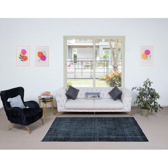 Black Handmade Turkish Rug for Living Room, Entrance, Bedroom, Dining Room & Kids Room