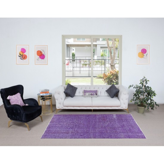 Royal Purple Handknotted Room Size Area Rug. Modern Turkish Carpet. Bohemian Rug for Living Room