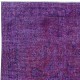 Turkish Floor Rug in Jam Purple & Violet, Hand Knotted Carpet for Kitchen, Living Room Floor Covering