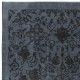 Handmade Turkish Area Rug with Dark Steel Gray Background and Brown Floral Pattern