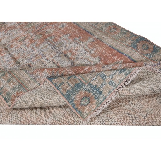 Shabby Chic Area Rug for Farmhouse Decor, Vintage Handmade Anatolian Carpet