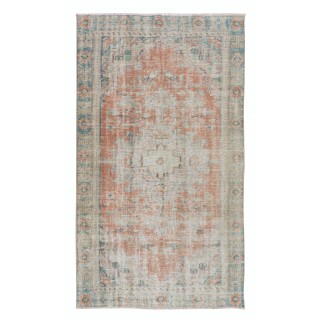 Shabby Chic Area Rug for Farmhouse Decor, Vintage Handmade Anatolian Carpet