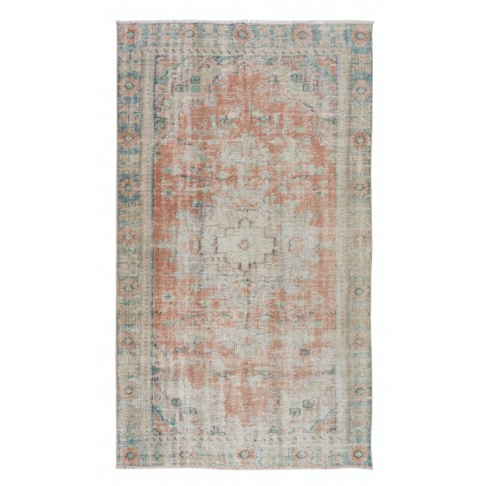 Shabby Chic Area Rug for Farmhouse Decor, Vintage Handmade Anatolian Carpet
