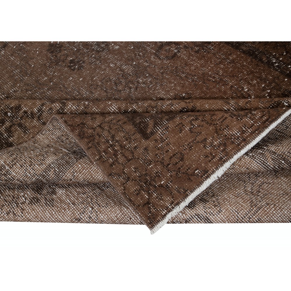 Brown Handmade Wool and Cotton Rug, Woolen Floor Covering, Modern Carpet