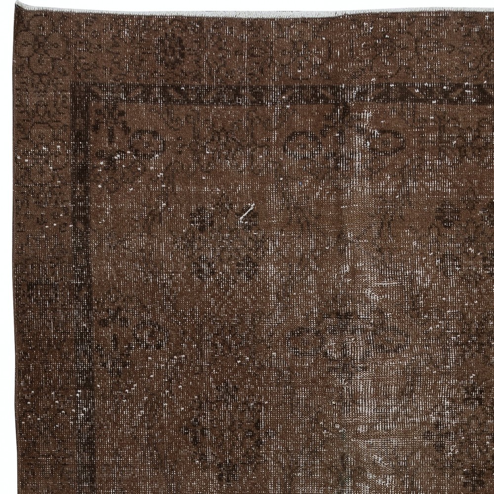 Brown Handmade Wool and Cotton Rug, Woolen Floor Covering, Modern Carpet