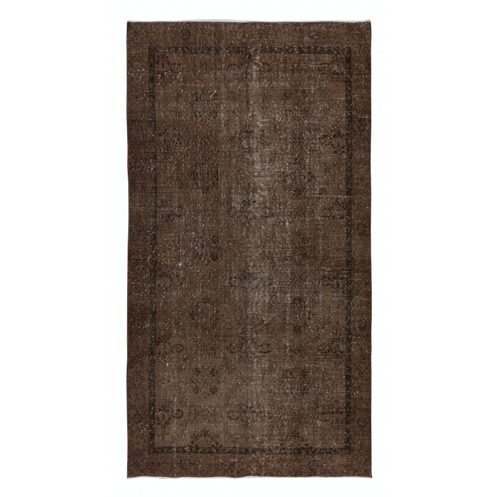 Brown Handmade Wool and Cotton Rug, Woolen Floor Covering, Modern Carpet