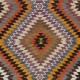 Colorful Hand-Woven Turkish Kilim, All Wool, Vintage Runner Rug with Diamond Design