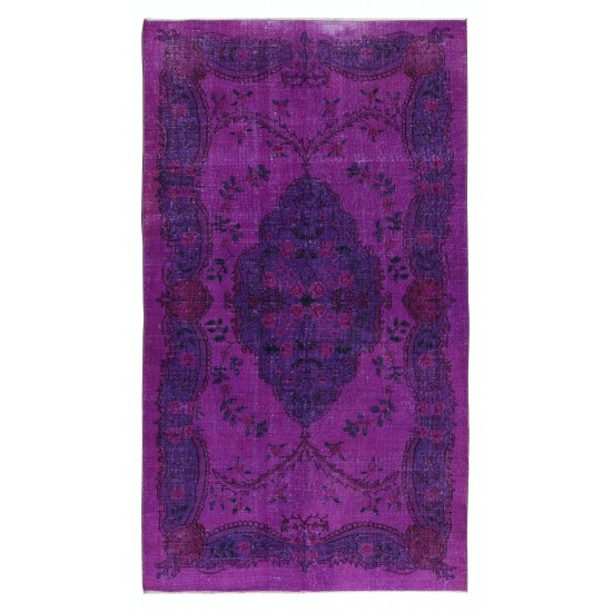 Home Decor Floral Area Rug in Midnight Purple & Violet Colors, Hand-Knotted in Turkey