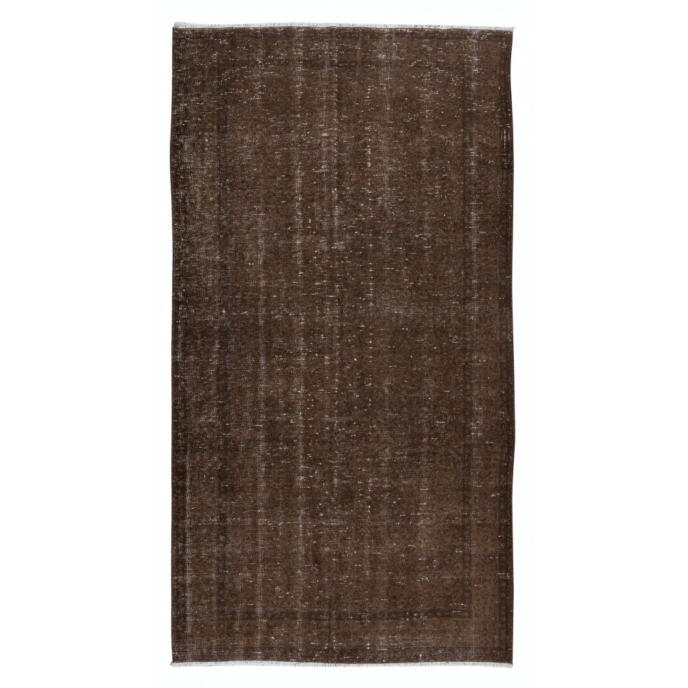 Contemporary Handmade Turkish Rug in Brown for Living Room Decor