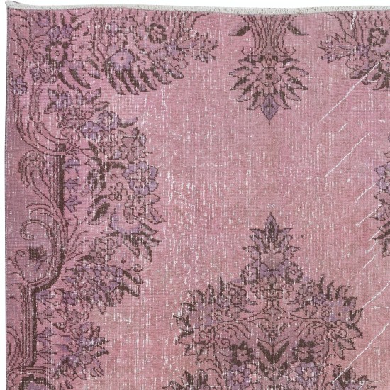 Soft Pink Handmade Area Rug, Room Size Modern Turkish Wool Carpet