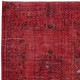 Contemporary Wool Area Rug in Burgundy Red, Hand-Knotted in Turkey