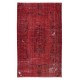 Contemporary Wool Area Rug in Burgundy Red, Hand-Knotted in Turkey