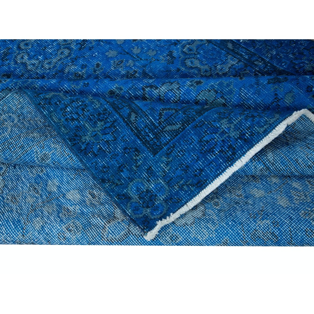 Handmade Area Rug with in Blue Tones, Contemporary Turkish Carpet