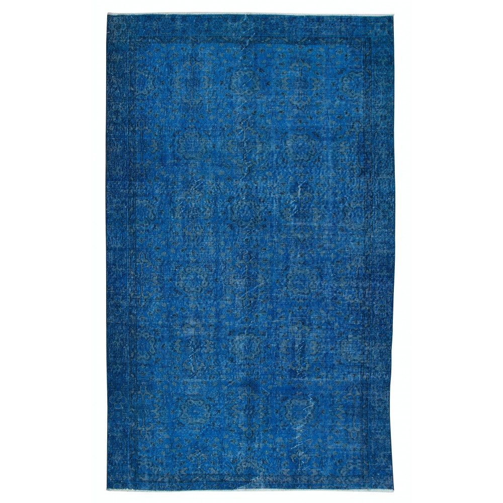 Handmade Area Rug with in Blue Tones, Contemporary Turkish Carpet