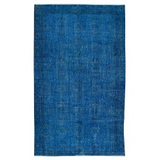 Handmade Area Rug with in Blue Tones, Contemporary Turkish Carpet