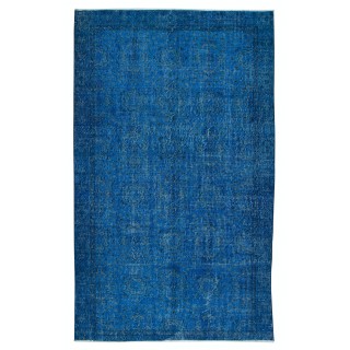 Handmade Area Rug with in Blue Tones, Contemporary Turkish Carpet