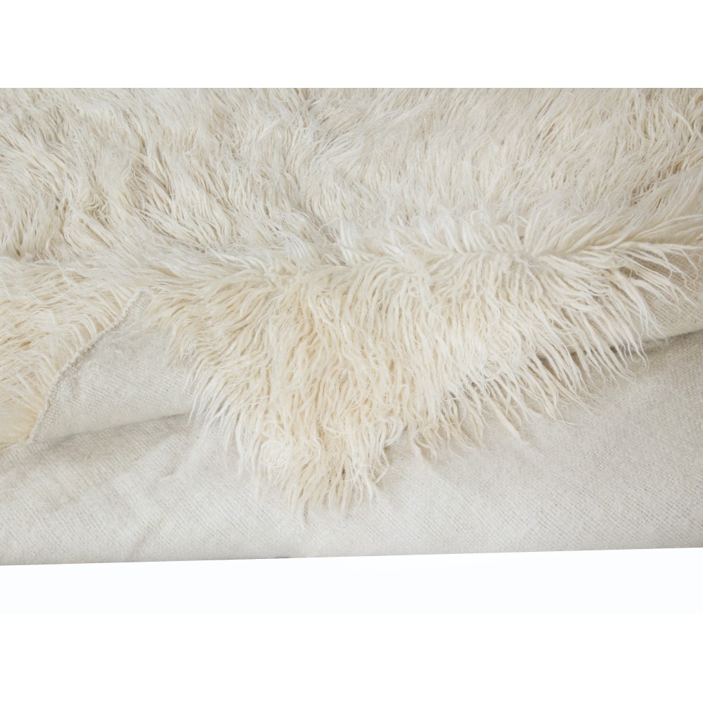 Handmade Shaggy Accent Rug Made of Natural Mohair Wool. Vintage Turkish Tulu Carpet. Long Pile Rug