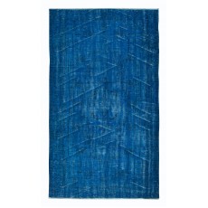 Contemporary Area Rug in Blue for Living Room, Hand-Knotted in Turkey