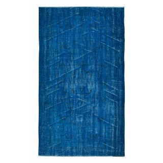Contemporary Area Rug in Blue for Living Room, Hand-Knotted in Turkey