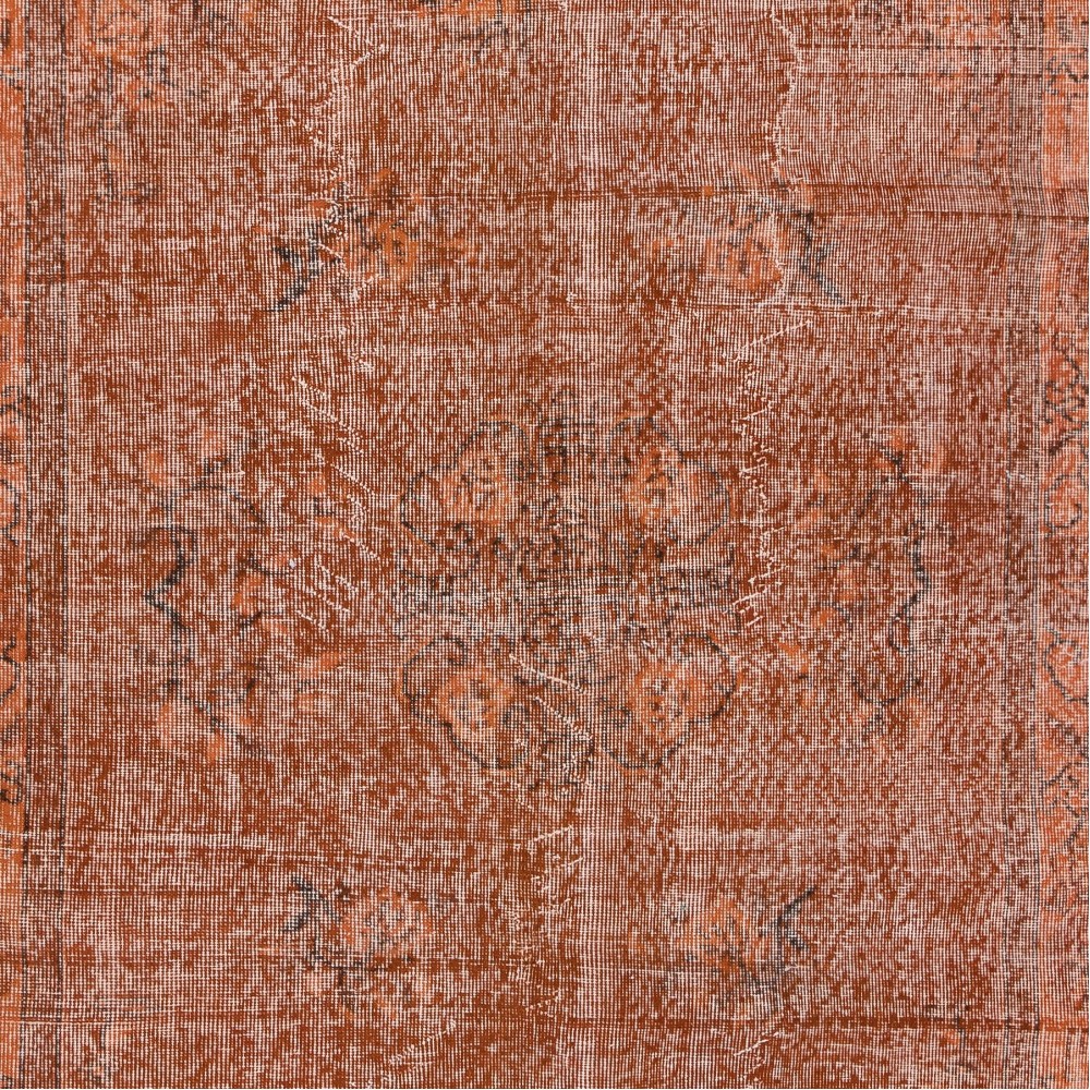 Handmade Carpet with Art Deco Chinese Design, Orange Area Rug