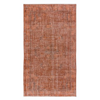 Handmade Carpet with Art Deco Chinese Design, Orange Area Rug