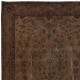 Brown Over-Dyed Handmade Turkish Floral Pattern Area Rug for Modern Home & Office Decor