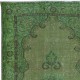 Handmade Green Carpet from Turkey, Living Room Decor Rug, Modern Floor Covering