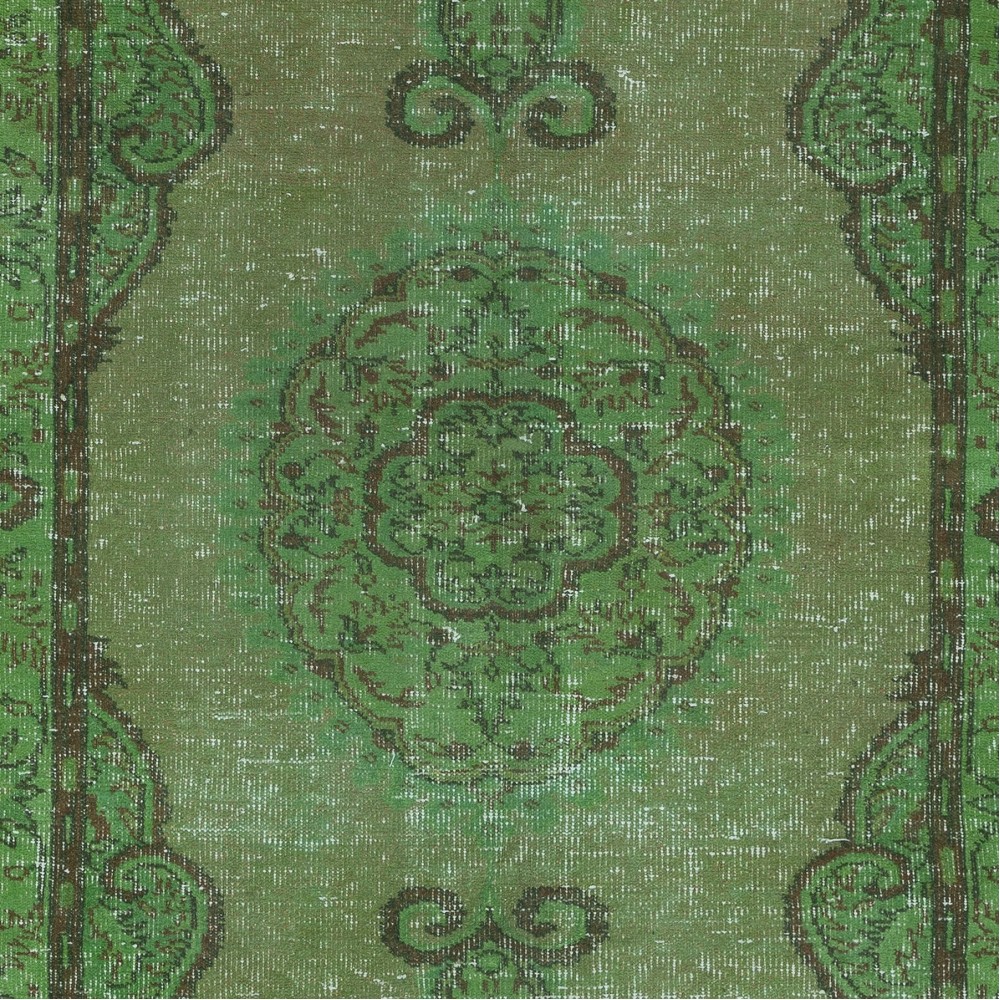Handmade Green Carpet from Turkey, Living Room Decor Rug, Modern Floor Covering