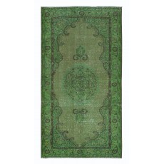 Handmade Green Carpet from Turkey, Living Room Decor Rug, Modern Floor Covering