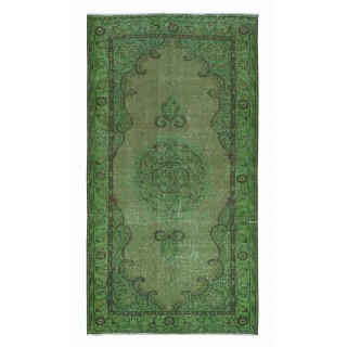 Handmade Green Carpet from Turkey, Living Room Decor Rug, Modern Floor Covering