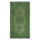 Handmade Green Carpet from Turkey, Living Room Decor Rug, Modern Floor Covering