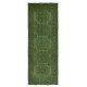 Modern Handmade Turkish Runner Rug with Green Colors for Hallway or Entryway Decor