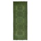 Modern Handmade Turkish Runner Rug with Green Colors for Hallway or Entryway Decor