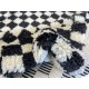 Checkered Handmade Rug in Beige & Black, 100% Soft, Cozy Wool, Custom Checkerboard Tulu Carpet for Modern Interior