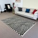 Checkered Handmade Rug in Beige & Black, 100% Soft, Cozy Wool, Custom Checkerboard Tulu Carpet for Modern Interior