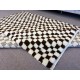 Modern Checkered Hand-Knotted "Tulu" Rug Made Of All Natural Un-Dyed Wool. Cream and Brown Colors