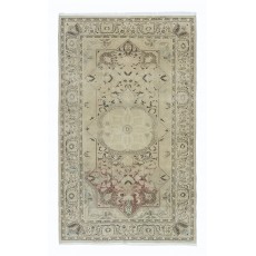Farmhouse Decor Vintage Handmade Turkish Kayseri Area Rug in Beige Color