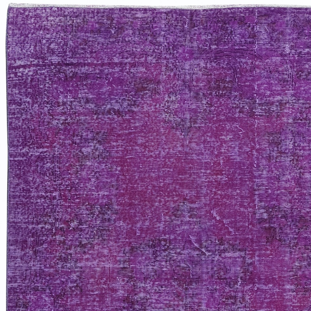 One-of-a-kind Hand-Made Purple Floor Rug from Turkey, Redyed Bohem Carpet for Living Room
